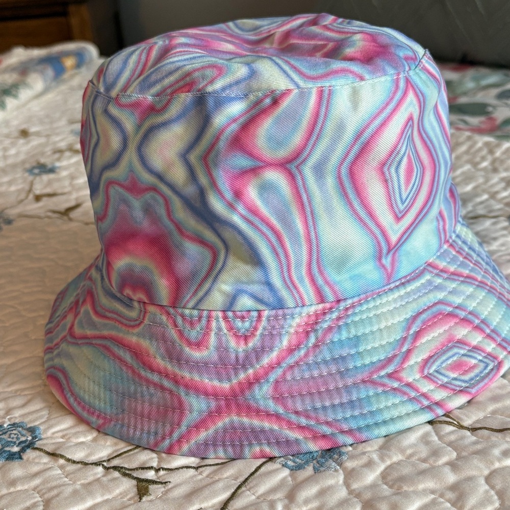 Reversible Psychedelic Swirl Bucket Hat Pink, Purple & Blue Swirl or Black